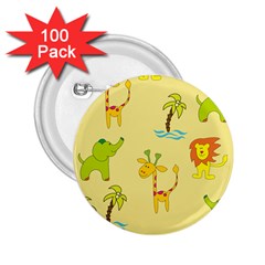 Cute Animals Elephant Giraffe Lion 2 25  Buttons (100 Pack) 