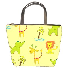 Cute Animals Elephant Giraffe Lion Bucket Bags by Mariart