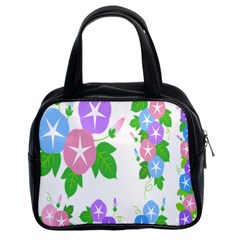 Flower Floral Star Purple Pink Blue Leaf Classic Handbags (2 Sides)