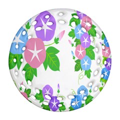Flower Floral Star Purple Pink Blue Leaf Ornament (round Filigree)