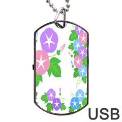 Flower Floral Star Purple Pink Blue Leaf Dog Tag Usb Flash (two Sides) by Mariart