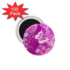 Flower Butterfly Pink 1 75  Magnets (100 Pack) 