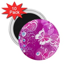 Flower Butterfly Pink 2 25  Magnets (10 Pack) 