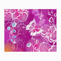 Flower Butterfly Pink Small Glasses Cloth by Mariart