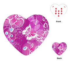 Flower Butterfly Pink Playing Cards (heart)  by Mariart