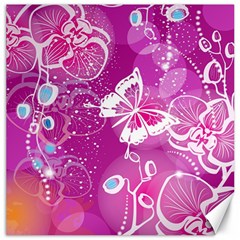 Flower Butterfly Pink Canvas 12  X 12   by Mariart