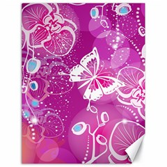 Flower Butterfly Pink Canvas 18  X 24   by Mariart