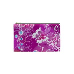 Flower Butterfly Pink Cosmetic Bag (small) 