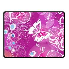 Flower Butterfly Pink Fleece Blanket (small)