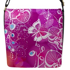 Flower Butterfly Pink Flap Messenger Bag (s) by Mariart