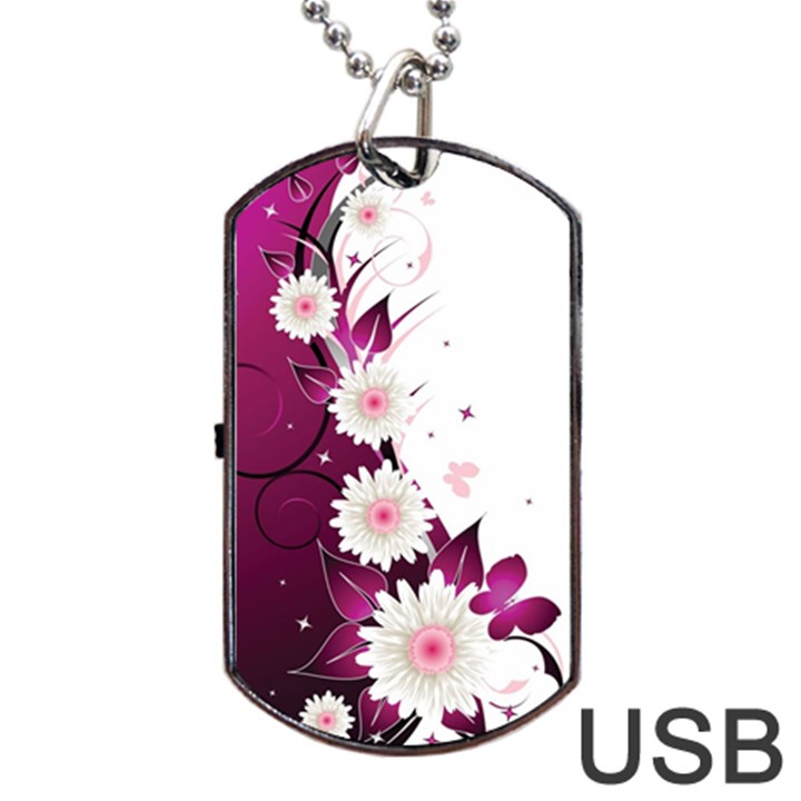 Flower Purple Sunflower Star Butterfly Dog Tag USB Flash (Two Sides)