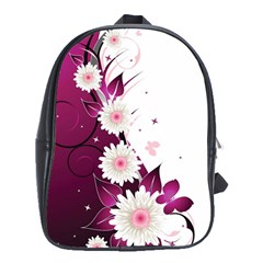 Flower Purple Sunflower Star Butterfly School Bags (xl) 