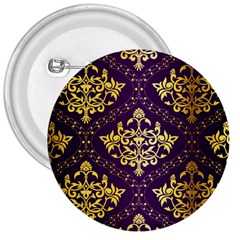 Flower Purplle Gold 3  Buttons