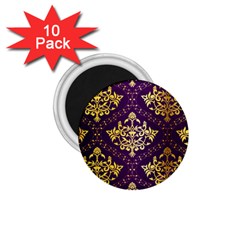 Flower Purplle Gold 1 75  Magnets (10 Pack)  by Mariart
