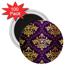 Flower Purplle Gold 2 25  Magnets (100 Pack)  by Mariart