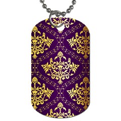 Flower Purplle Gold Dog Tag (two Sides)