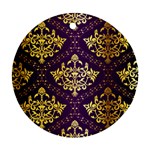 Flower Purplle Gold Round Ornament (Two Sides) Front