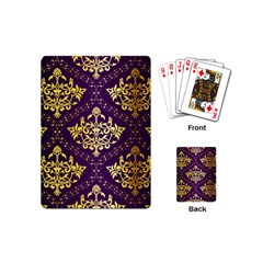 Flower Purplle Gold Playing Cards (mini)  by Mariart