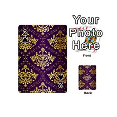 Flower Purplle Gold Playing Cards 54 (mini)  by Mariart