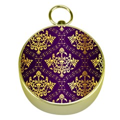 Flower Purplle Gold Gold Compasses by Mariart