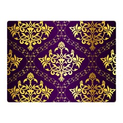 Flower Purplle Gold Double Sided Flano Blanket (mini)  by Mariart