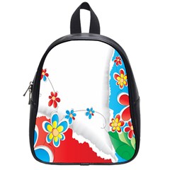 Flower Floral Papper Butterfly Star Sunflower Red Blue Green Leaf School Bags (small) 