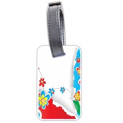 Flower Floral Papper Butterfly Star Sunflower Red Blue Green Leaf Luggage Tags (two Sides) by Mariart