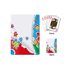 Flower Floral Papper Butterfly Star Sunflower Red Blue Green Leaf Playing Cards (mini)  by Mariart