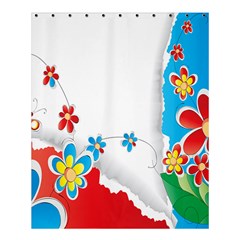 Flower Floral Papper Butterfly Star Sunflower Red Blue Green Leaf Shower Curtain 60  X 72  (medium)  by Mariart