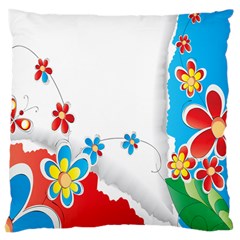 Flower Floral Papper Butterfly Star Sunflower Red Blue Green Leaf Large Cushion Case (two Sides) by Mariart