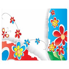 Flower Floral Papper Butterfly Star Sunflower Red Blue Green Leaf Double Sided Flano Blanket (medium)  by Mariart