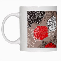 Flower Rose Red Black White White Mugs by Mariart