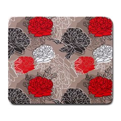 Flower Rose Red Black White Large Mousepads by Mariart