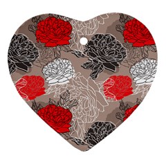 Flower Rose Red Black White Heart Ornament (two Sides) by Mariart