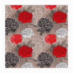 Flower Rose Red Black White Medium Glasses Cloth (2-side) by Mariart