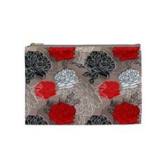 Flower Rose Red Black White Cosmetic Bag (medium) 