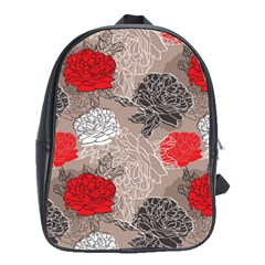 Flower Rose Red Black White School Bags(large) 