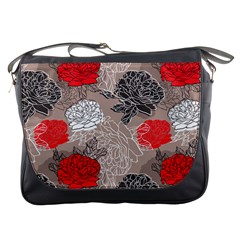 Flower Rose Red Black White Messenger Bags by Mariart
