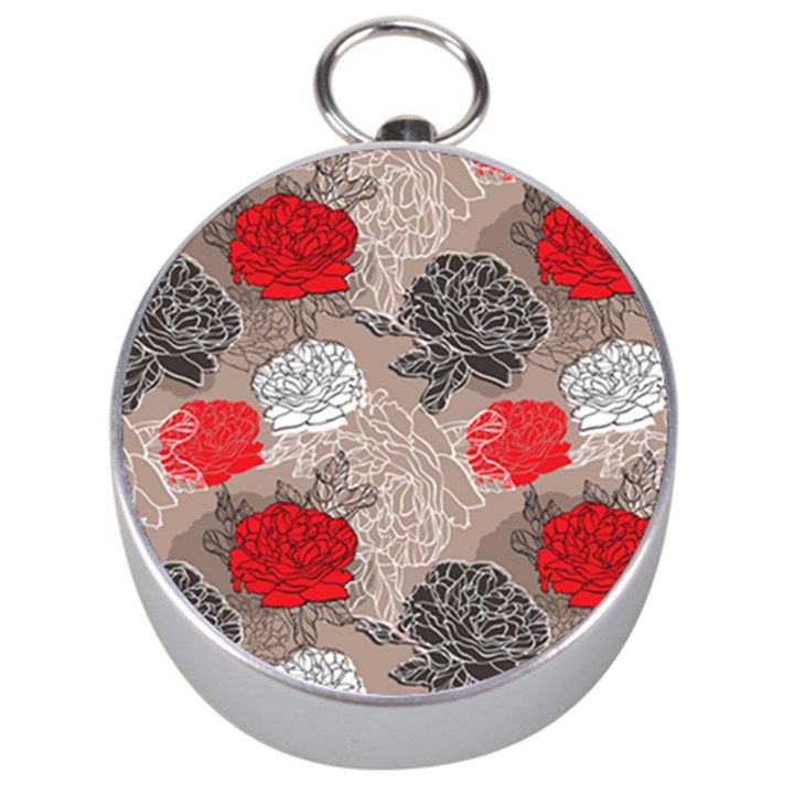 Flower Rose Red Black White Silver Compasses