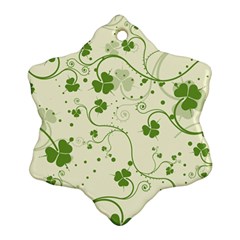 Flower Green Shamrock Snowflake Ornament (two Sides)