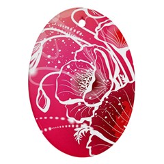 Flower Red Sakura Pink Ornament (oval)