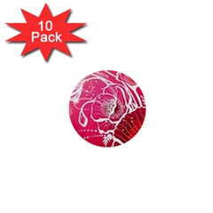 Flower Red Sakura Pink 1  Mini Buttons (10 Pack)  by Mariart