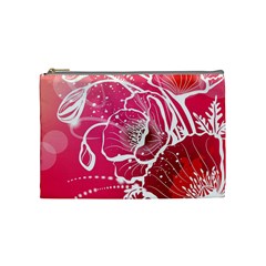 Flower Red Sakura Pink Cosmetic Bag (medium)  by Mariart