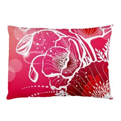 Flower Red Sakura Pink Pillow Case (two Sides)