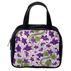 Flower Sakura Star Purple Green Leaf Classic Handbags (one Side) by Mariart