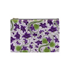 Flower Sakura Star Purple Green Leaf Cosmetic Bag (medium) 