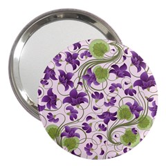 Flower Sakura Star Purple Green Leaf 3  Handbag Mirrors by Mariart