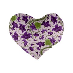 Flower Sakura Star Purple Green Leaf Standard 16  Premium Heart Shape Cushions