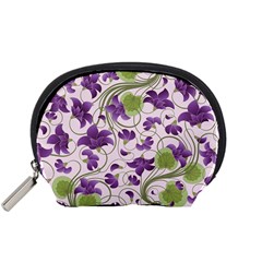 Flower Sakura Star Purple Green Leaf Accessory Pouches (small)  by Mariart