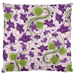 Flower Sakura Star Purple Green Leaf Large Flano Cushion Case (one Side) by Mariart